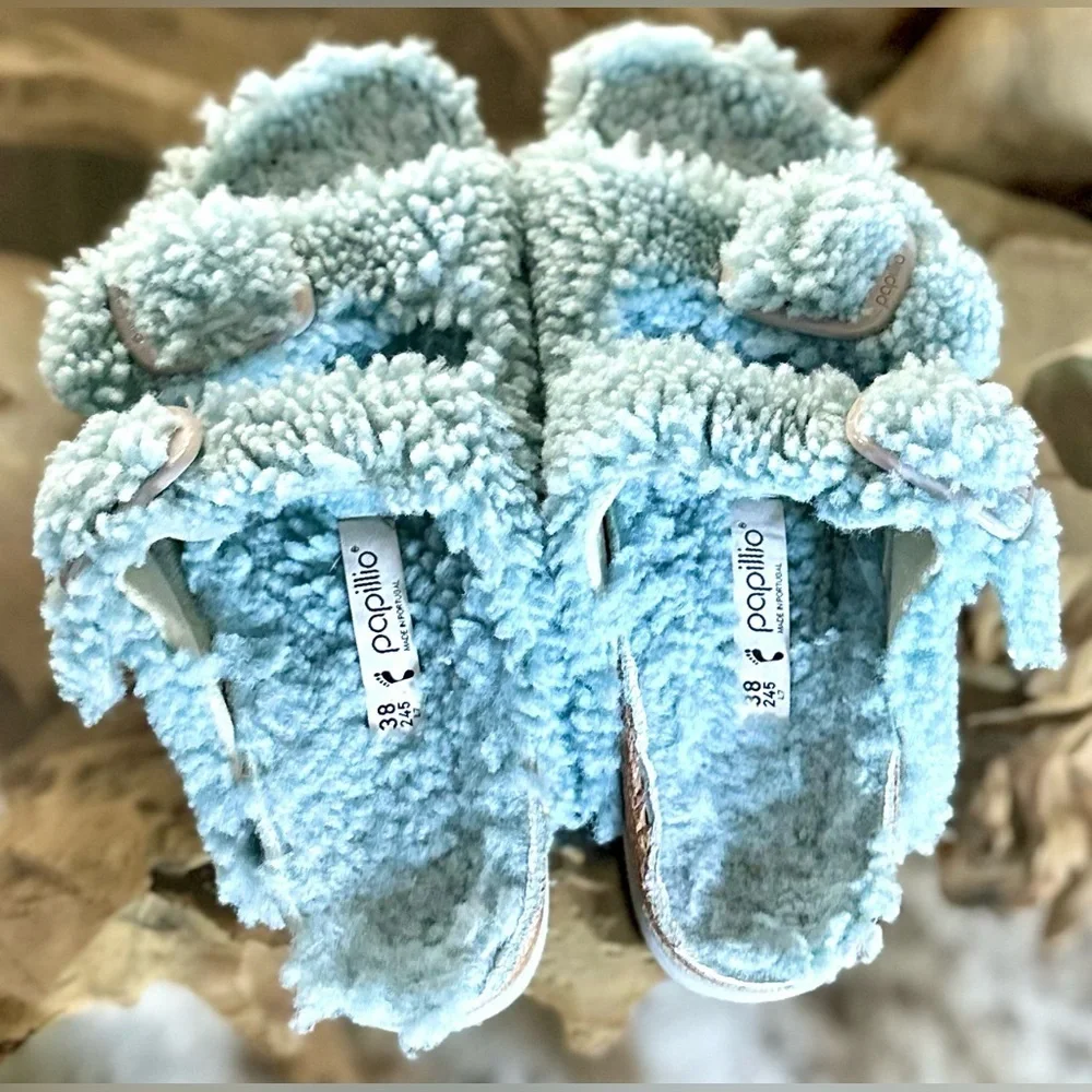 🎸Papillio by Birkenstock🎸🔥NWOT🔥ArizonaBig Buckle Genuine Shearling Slide— 7-7.5